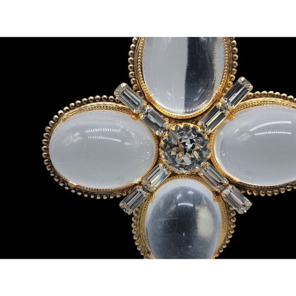 Rare Schreiner Brooch Unsigned Book Piece High Dome Lucite Cross Pendant - Picture 5 of 16